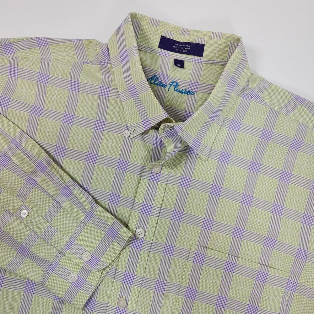 Alan Flusser Mens Long Sleeve Button‎ Up Shirt Size XL  Extra Large 100% Cotton